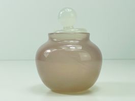 Vintage Glasdose mit Deckel – Rosa & Milchweiss