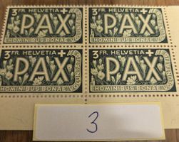 Briefmarken Schweiz 3 Fr. Pax 4er Block ungebraucht Postfr..