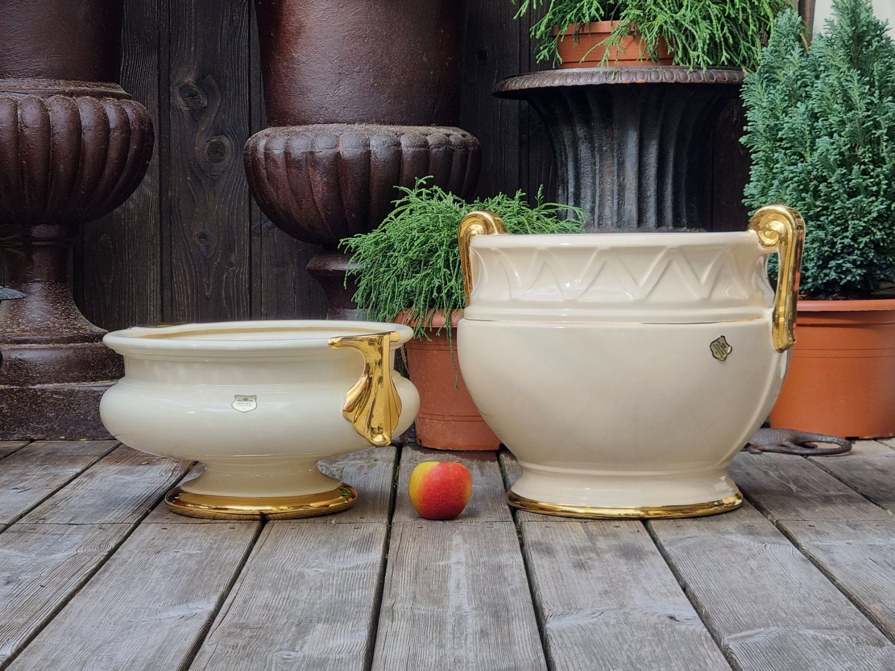 Blumentöpfe: Gilde Handwerk Cachepot Art Déco elfenbein/gold – Gebraucht aus Scharnachtal von devin03 5