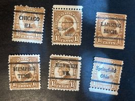 USA 1922 Lot 6 Precancel Vorausentwertungen Harding 1.5 C