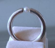Silber 925 Fingerring mit Imitatperle Gr. 57
