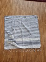Serviette ESPRIT HOME coton tissé rayé bleu/gris et blanc