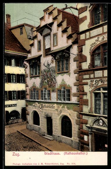 Cartoline postali: AK Zug, Stadthaus, Rathauskeller – Usato da Berlin venduto da bartko-reher