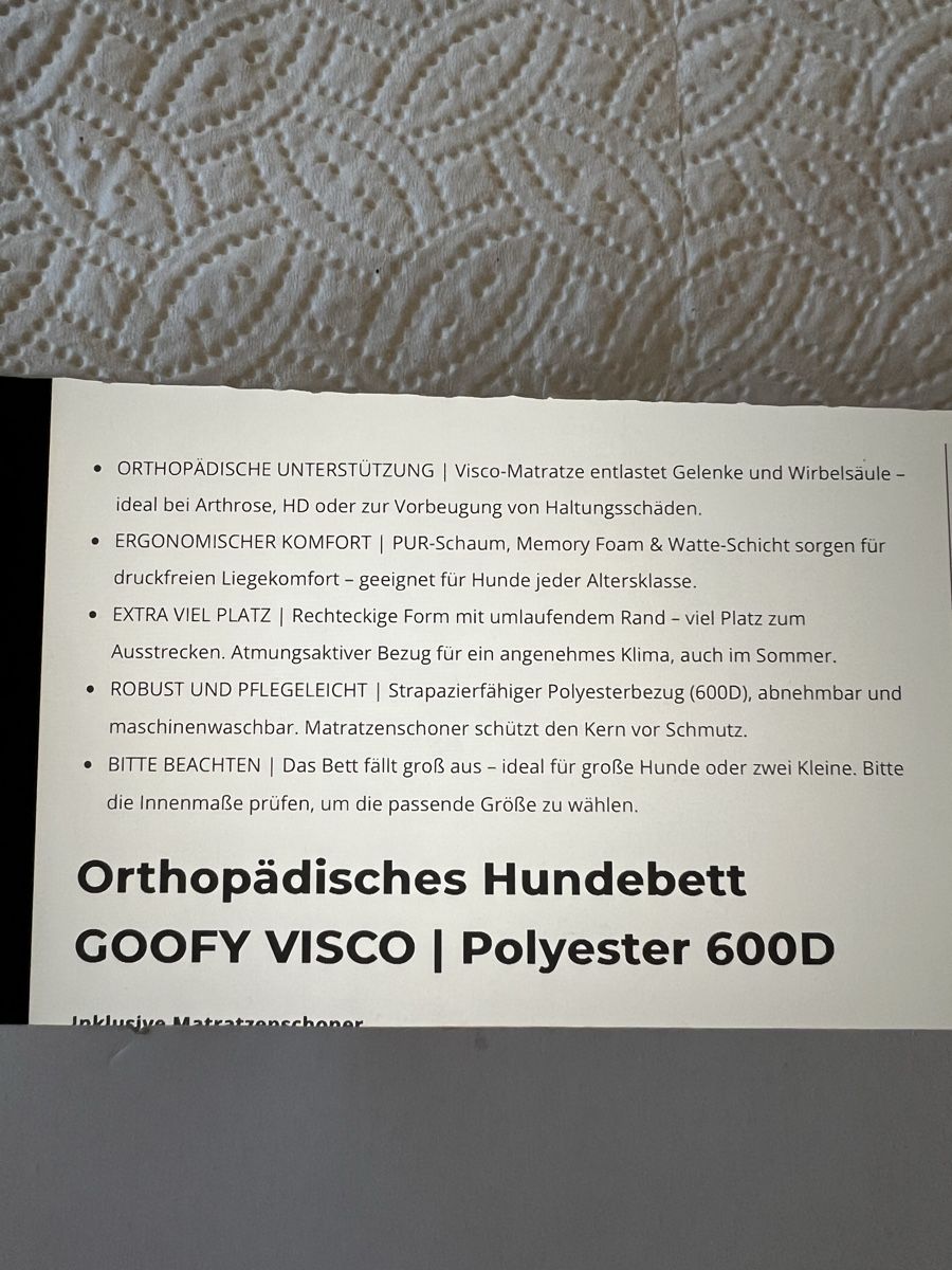 Liege- & Schlafplätze: Hundebett orthopädisch Goofy – Gebraucht aus Betschwanden von Dognose 8
