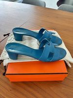 Hermes Oasis Sandalen 38,5 Leder Blau
