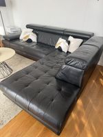 Canapé d'angle en cuir noir de qualité - Offre d'hiver!