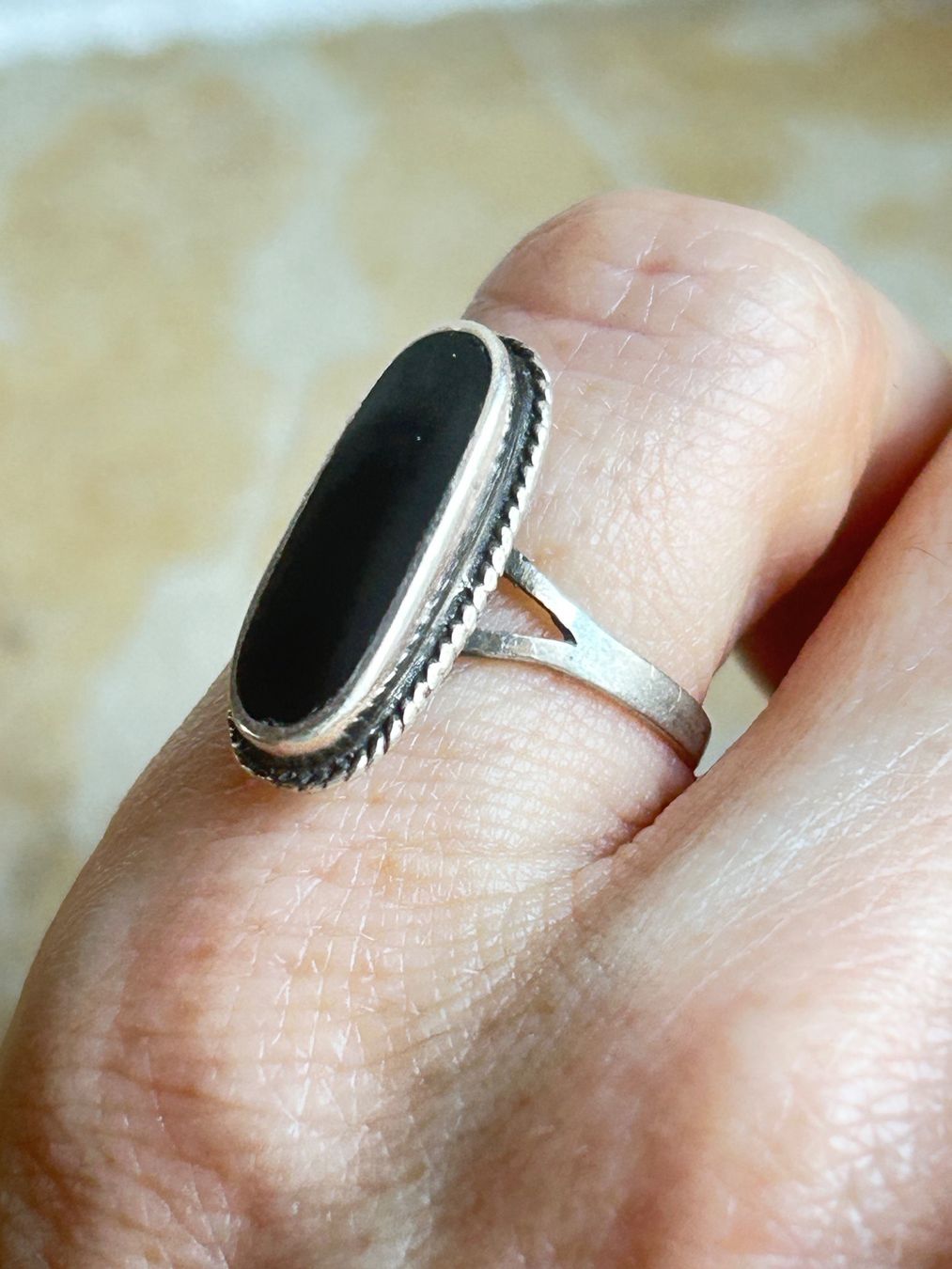 Onyx Anelli: Vintage Onyx Silber Ring (49) – Usato da Dittingen venduto da Bellevista 7