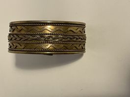 ancien Bracelet manchette laiton motif tressé