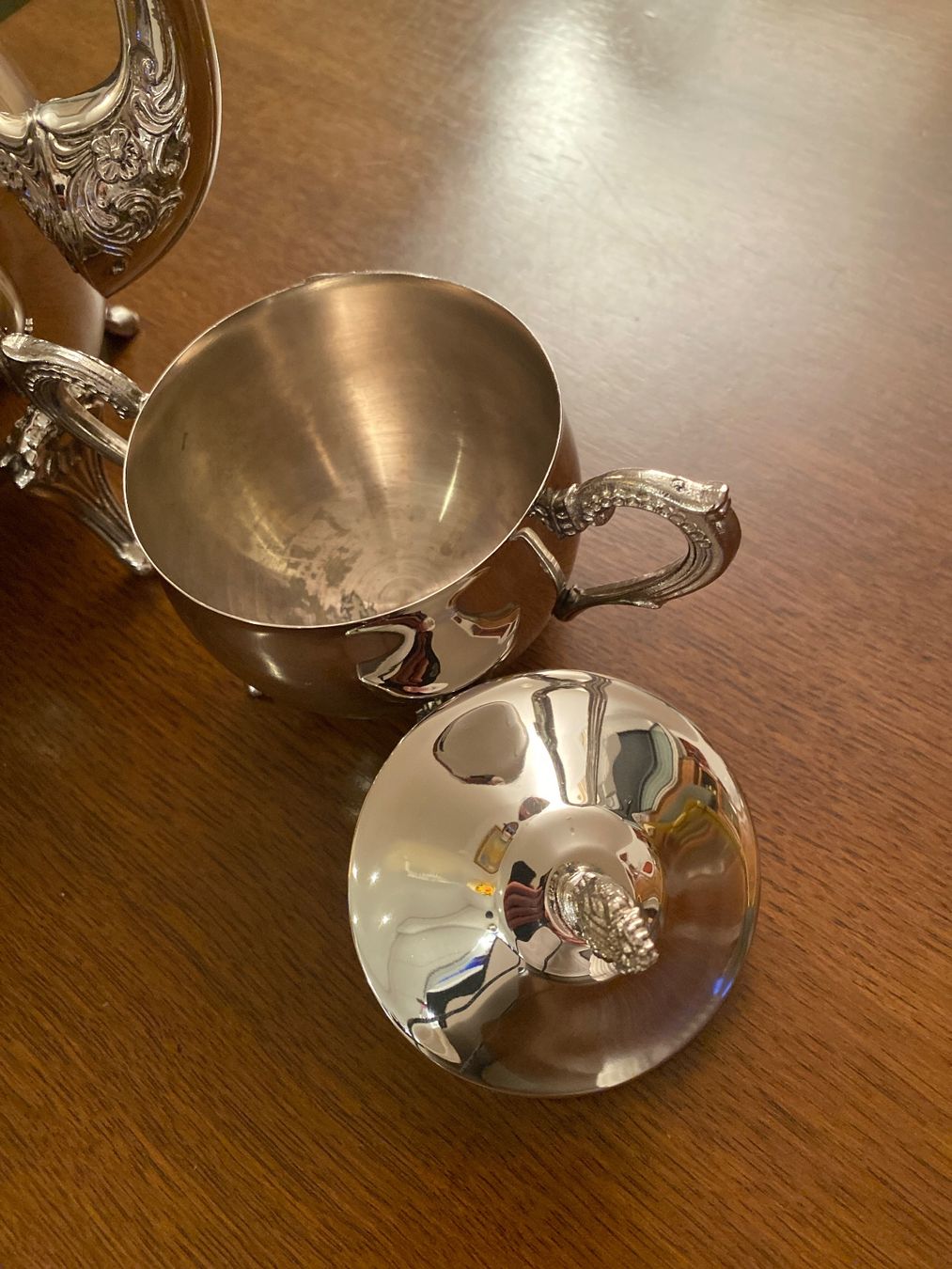 Set di piatti: Elegantes Tee-Set versilbert, 3-teilig, Vintage Stil, – Nuovo (secondo la descrizione) da Illnau venduto da Sniwi67 4