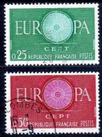 FRANKREICH 2 EUROPAMARKEN 1960 GESTEMPELT - EU109
