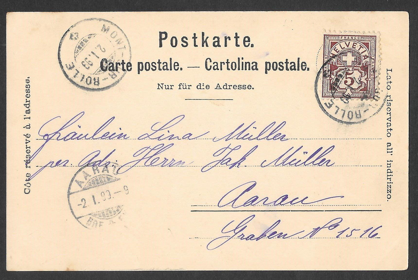 Cartoline postali: Rolle Vue générale – Usato da Olten venduto da clotaldi 1