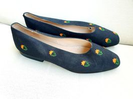 BALLERINAS 36 LEDER + CANVAS PIEDÀTERRE MADE ITALY SCHUHE