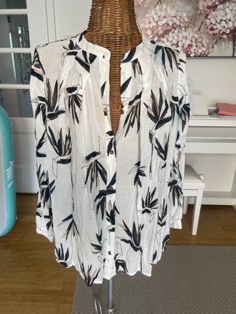 Bluse, Nü, weiss/schwarz, M