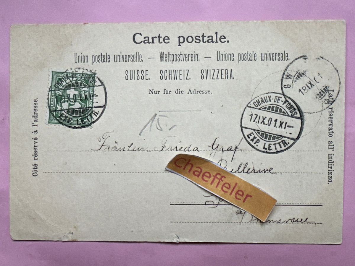 Cartes postales: 1901 Gruss aus Basel. Klein Basel – Défectueux à Zürich par Chaeffeler 1