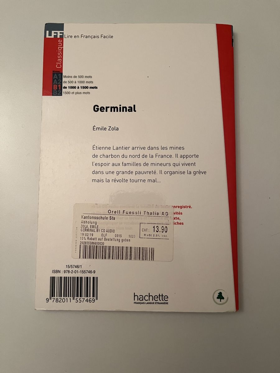 Bücher: 🔥AB 1.- FR. —  Französisches Buch Germinal, Emile Zola, – Gebraucht aus Zürich von Richard_En_Passant 1