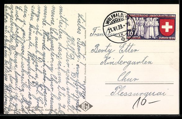 Cartoline postali: Wolfhalden /App., Dorf mit Kirche und Bo – Usato da Berlin venduto da bartko-reher 1