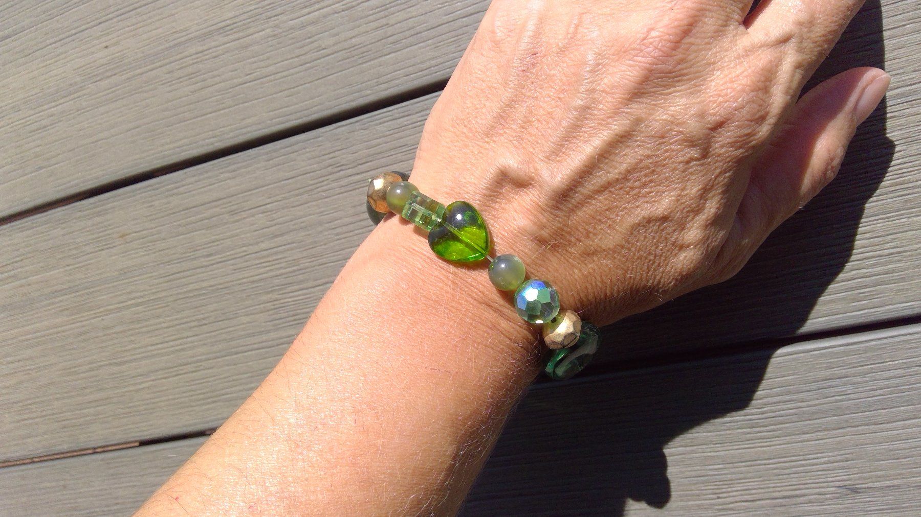 Bracciali & Braccialetti: Bracelet élastique aux perles vertes-pomme & sapin – Nuovo (secondo la descrizione) da Agiez venduto da chouchanelle 2