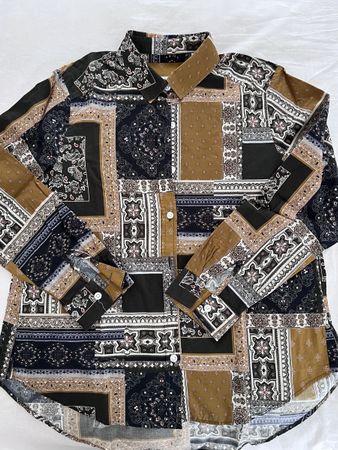 Bluse GMF 965, ital. Design, Gr. 40 ital. braun gemustert