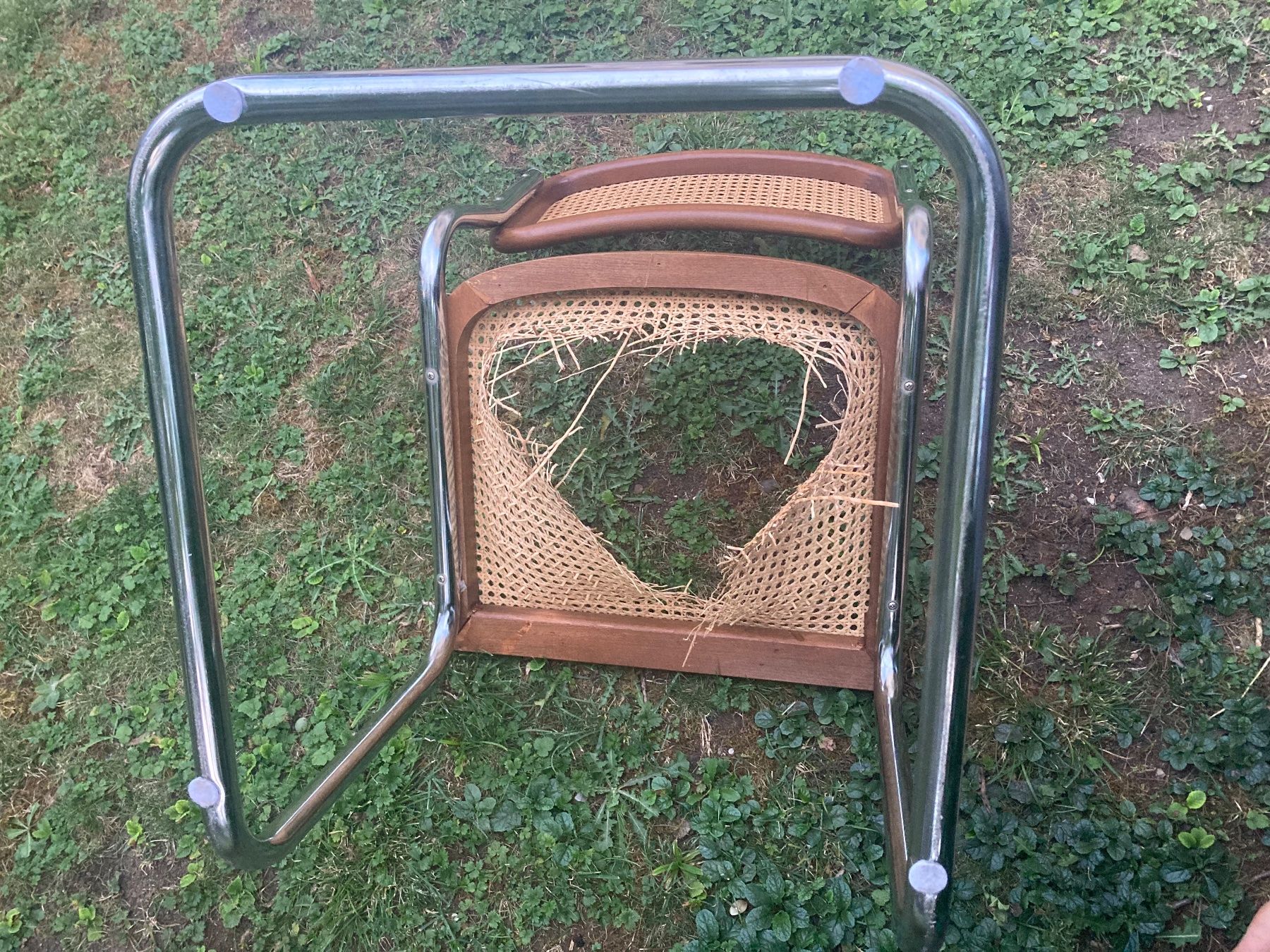 Stühle: Freischwinger in warmen Braun, Sitzfläche defekt – Gebraucht aus Rapperswil SG von cor_vtg9 2
