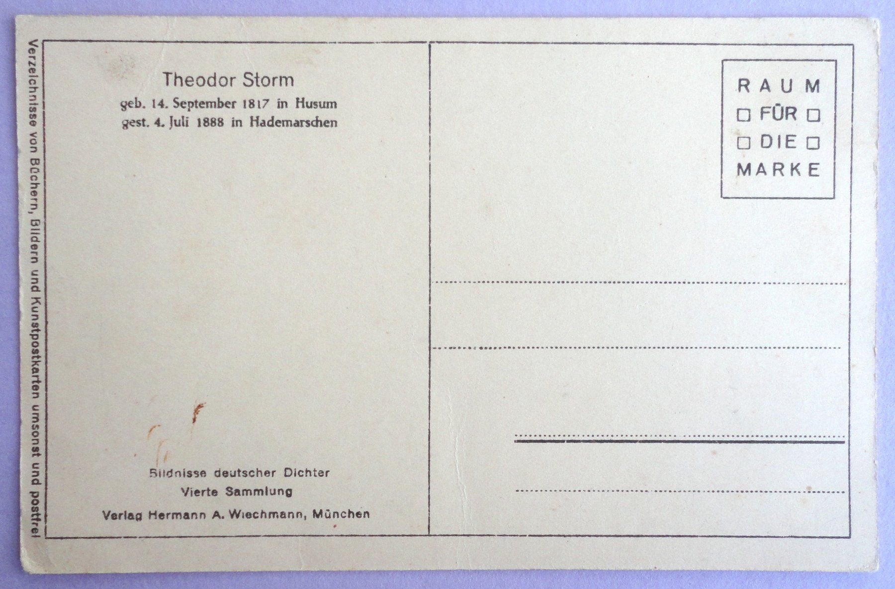 Cartoline postali: Theodor Storm – Difettoso da Fétigny venduto da Billy2miny 1