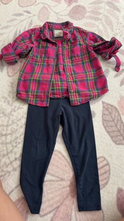 Kinder Set Hemd Peek kariert Leggings blau Primark