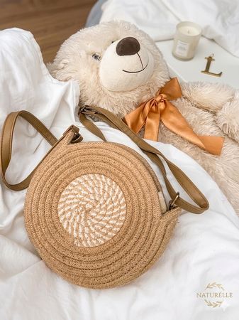 Sac bandoulière rond en paille - Tendance estivale!