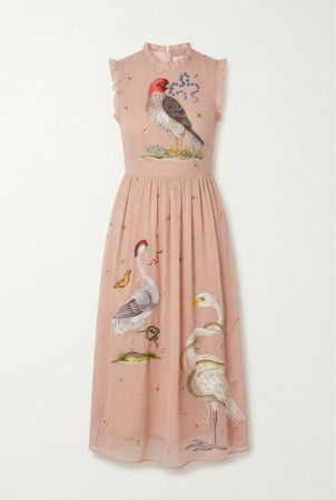 Red Valentino dress embroidered birds pink size S
