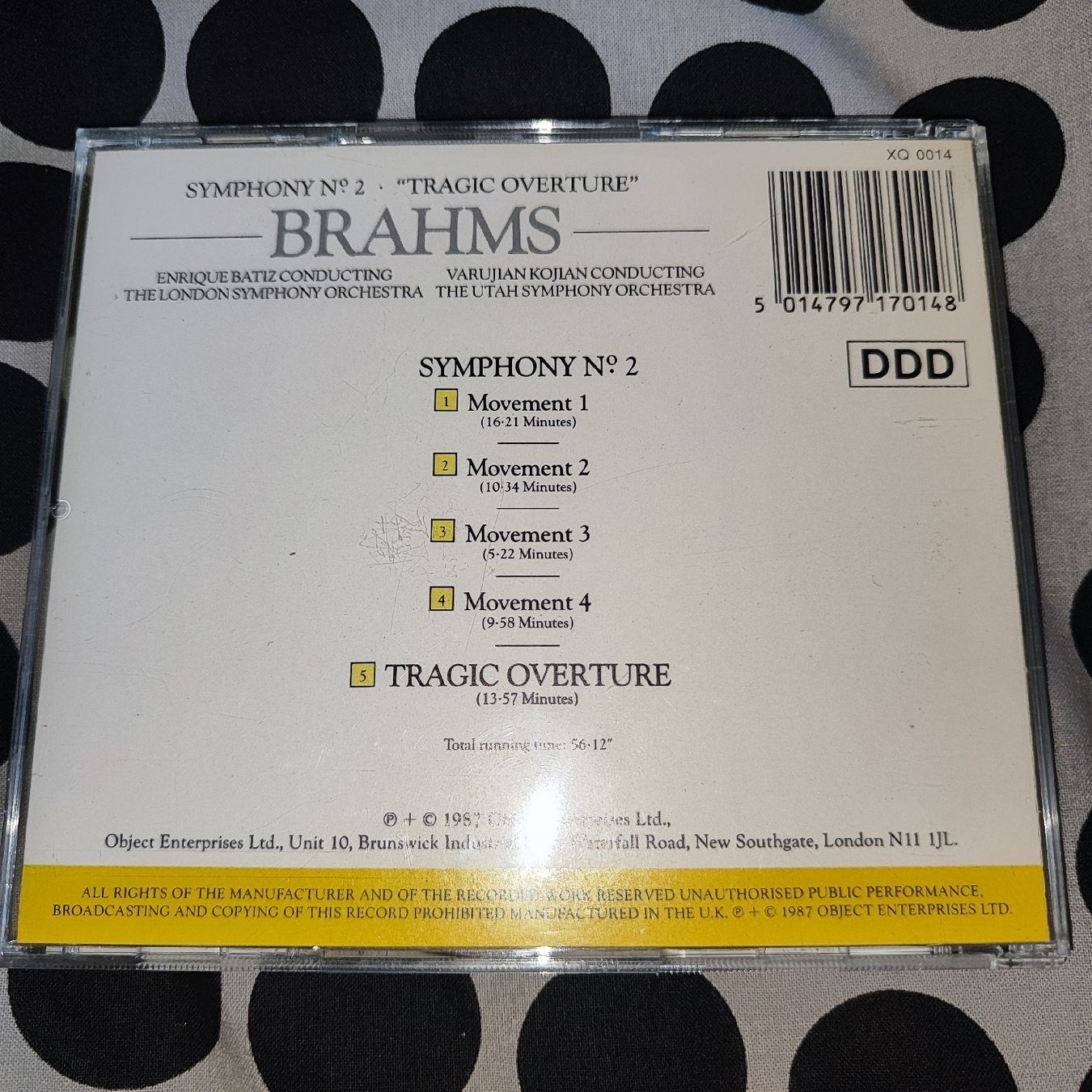 CD: Brahms - Symphony No. 2 - Tragic Overture – Usato da Lamone venduto da ken_8y7h 1