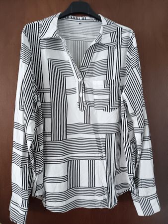 Tolll Damen Bluse gestreift weiss schwarz 100% Viskose  Neu