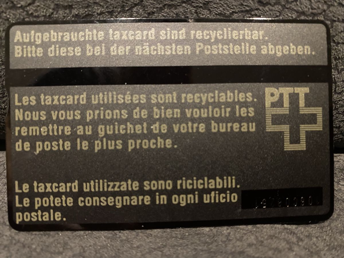 Schede telefoniche: Taxcard – Usato da Lausanne venduto da babacard10 1