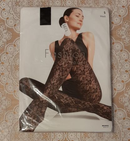 Migros Fashion Strumpfhose "Blumenranke" 20DEN Gr.S Schwarz