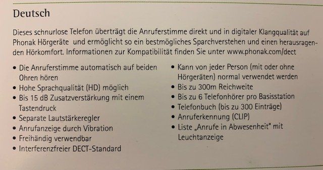 Phonak Telefone: PHONAK Dect ll  - schnurlos, mit Hörgerätkoppelung - Aktion – Neu und originalverpackt aus Gundetswil von Egro01 2
