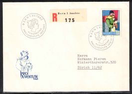 1962 Pro Juventute Blockausschnitt auf FDC