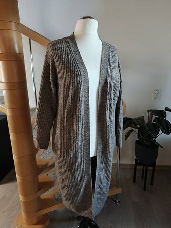 H&M Strickjacke M 44 Cardigan lang Braun Beige