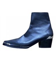 BLACK LEATHER COWBOY BOOTIES