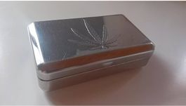 Metalldose Dose Metall Hanfblatt
