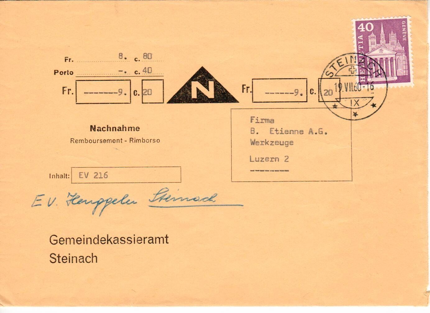 Tutti i francobolli: Brief, Gemeinde Steinach – Usato da Wolhusen venduto da Curver9