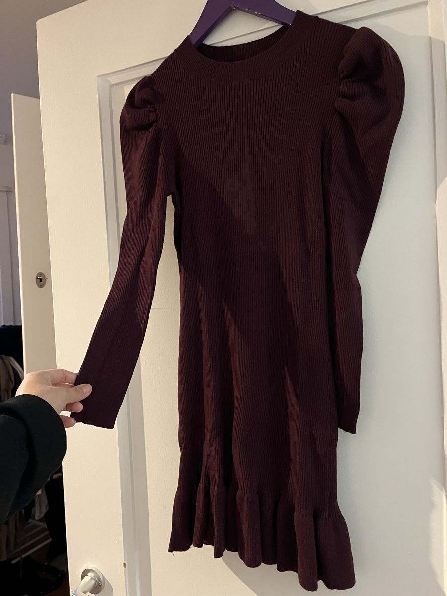 Kleider: Süsses Strickkleid in Bodeauxrot – Gebraucht aus Uster von Kalici1