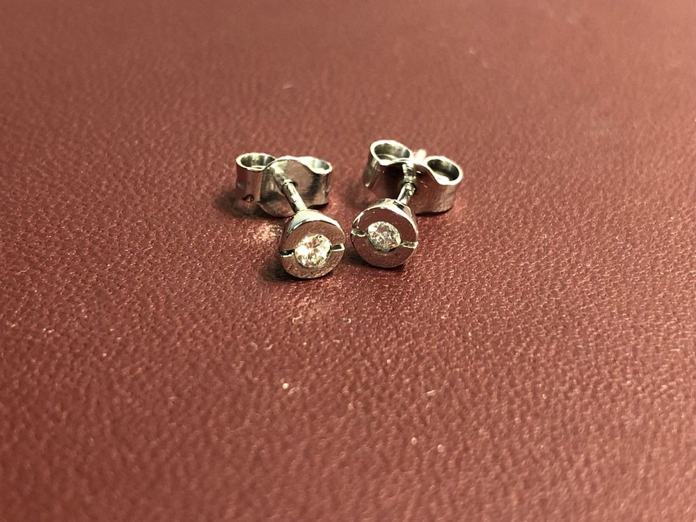 Orecchini pendenti & Orecchini a lobo: Ohrstecker mit Diamanten 0.10 ct. 18 Karat Weissgold 750 – Nuovo (secondo la descrizione) da Bern venduto da bombich 2