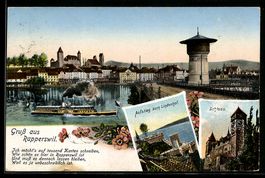 AK Rapperswil, Hafen- und Seepanorama, Aufstieg zum Lindenho