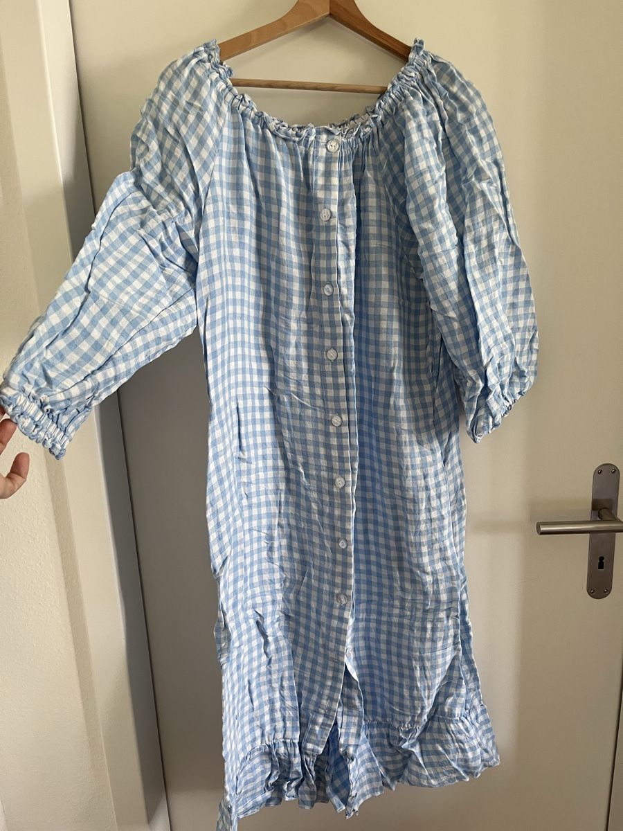 Kleider: Blue checked linen-viscose dress – Gebraucht aus Zürich von lux_t6lx 1