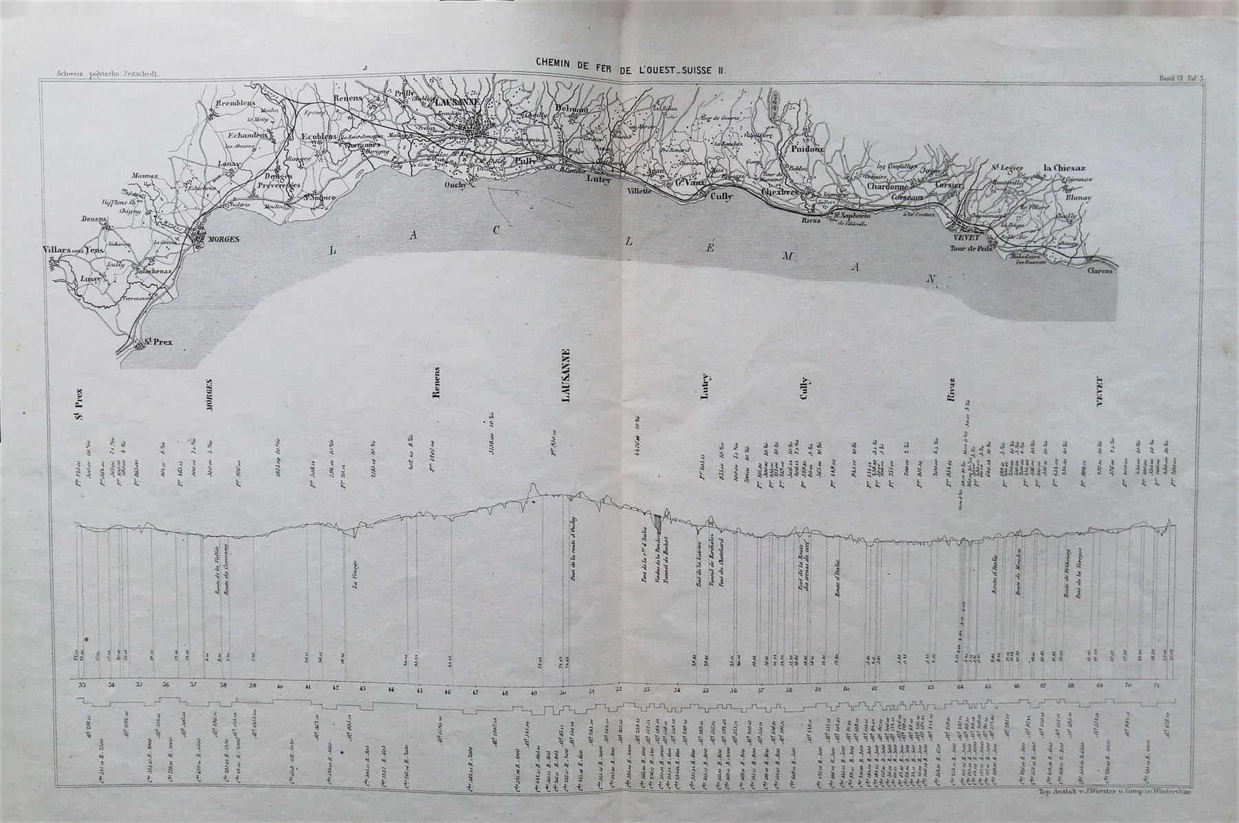 Cartine & Atlanti: Chemin de Fer Morges Vevey 1861 – Usato da Rafz venduto da booksell