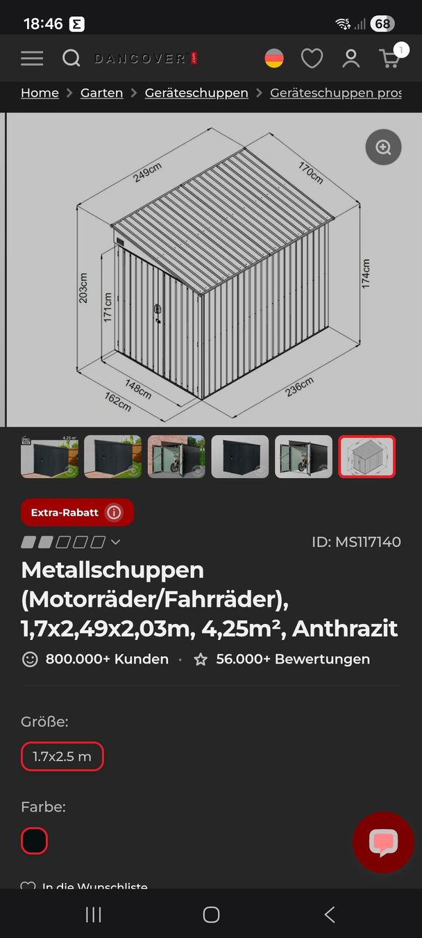 Casette da giardino & serre: Geräteschuppen Metall Anthrazitgrau – Nuovo e nell'imballaggio originale da Selzach venduto da Eierloch 1