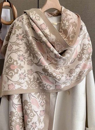 Sciarpa donna fantasia floreale beige rosa nuova 180*90