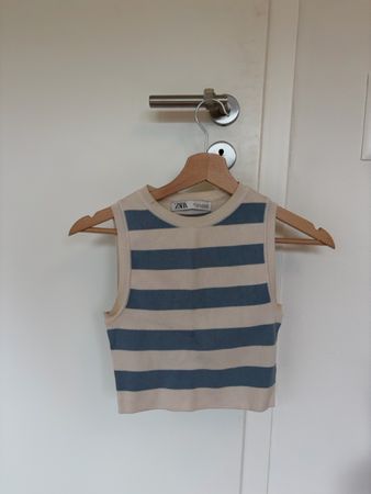 Zara Crop Top gestreift blau weiss Grösse S gebraucht