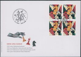2024 - Weltschachverband - Viererblock - Sonderstempel