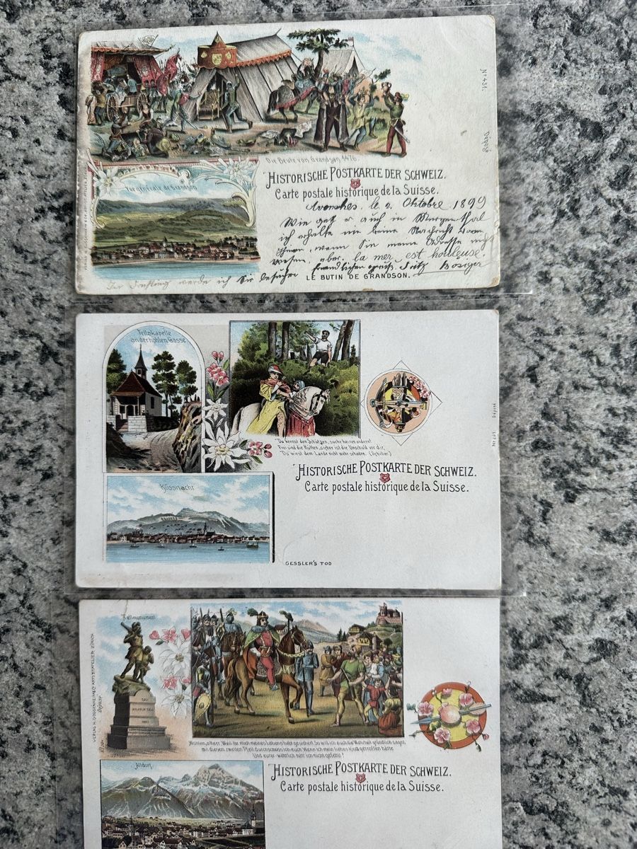 Cartes postales: 3 Historische Postkarten der Schweiz Lithos – D'occasion à Wettingen par Phibras
