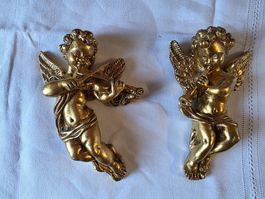 2 goldene Engel Metall Putten 20cm