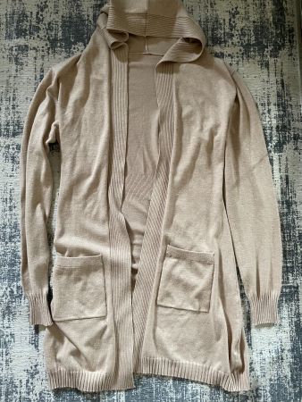 Chîcorée - Long Beige Cardigan with Hood