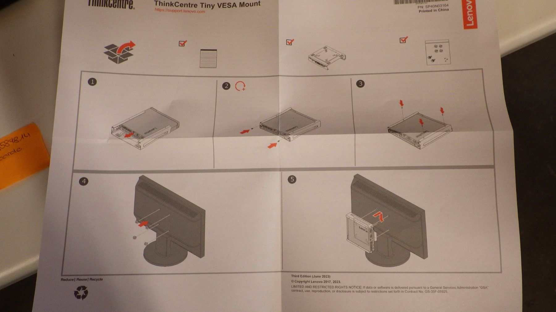 Support d'écran: ThinkCentre Tiny VESA Mount II – Neuf avec emballage d'origine à Gossau ZH par OrderflowAG